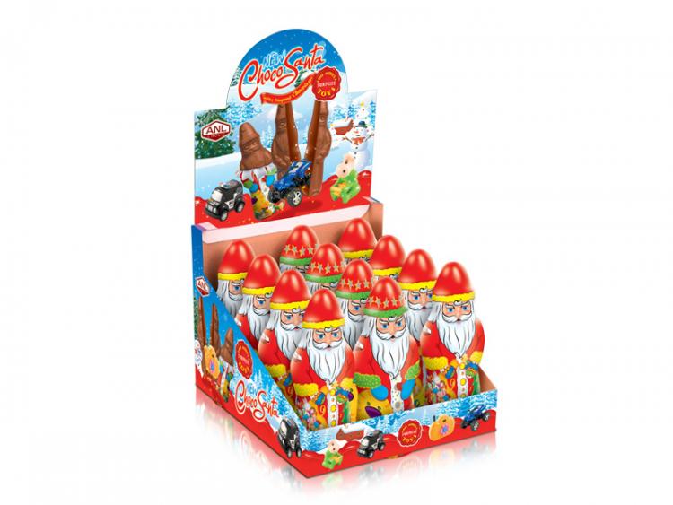 New Choco Santa, Шоколадная Фигурка с Игрушечным Сюрпризом 12 шт.