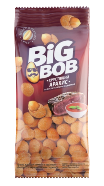 Арахис Big Bob в оболочке со вкусом телятины с аджикой 30 гр./100 шт