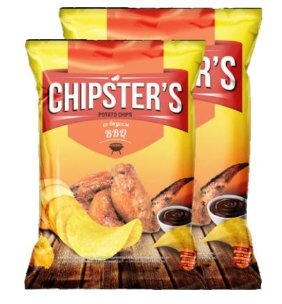 ТМ Flint CHIPSTER'S чипсы натуральные со вкусом Крылышки BBQ 100 гр./12 шт