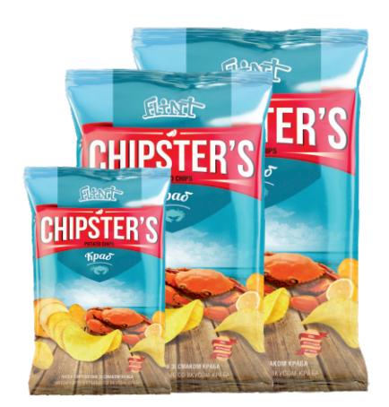 ТМ Flint CHIPSTER'S чипсы натуральные со вкусом краба 100гр/12 шт