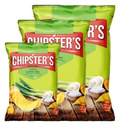 ТМ Flint CHIPSTER'S чипсы натуральные со вкусом Зелёный лук 100 гр.